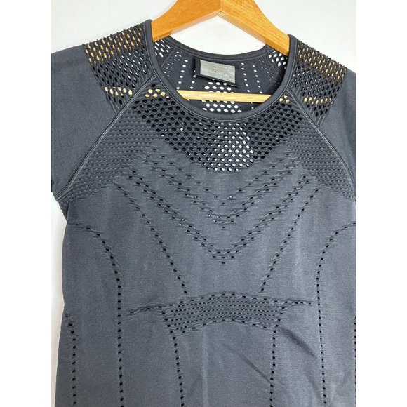 Athleta Women's Small Top Black Diamond Mesh Trophy Short Sleeve - Picture 3 of 9